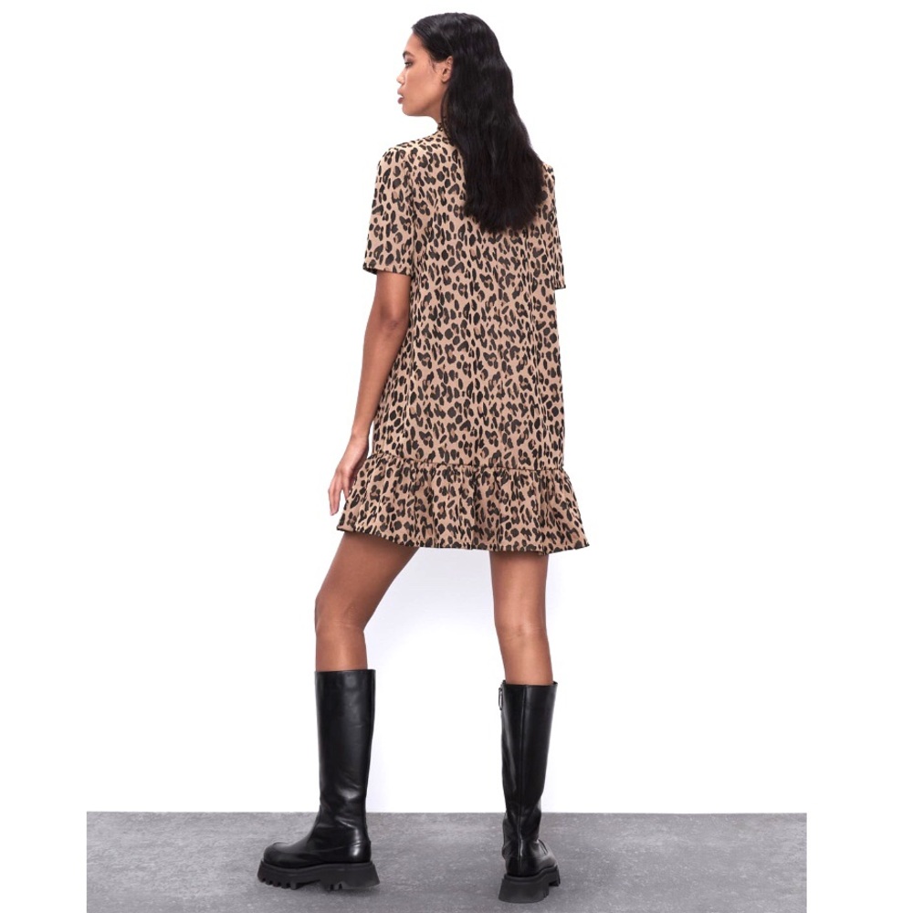 NWT Zara Leopard Print Jacquard Dress - Picture 5 of 8
